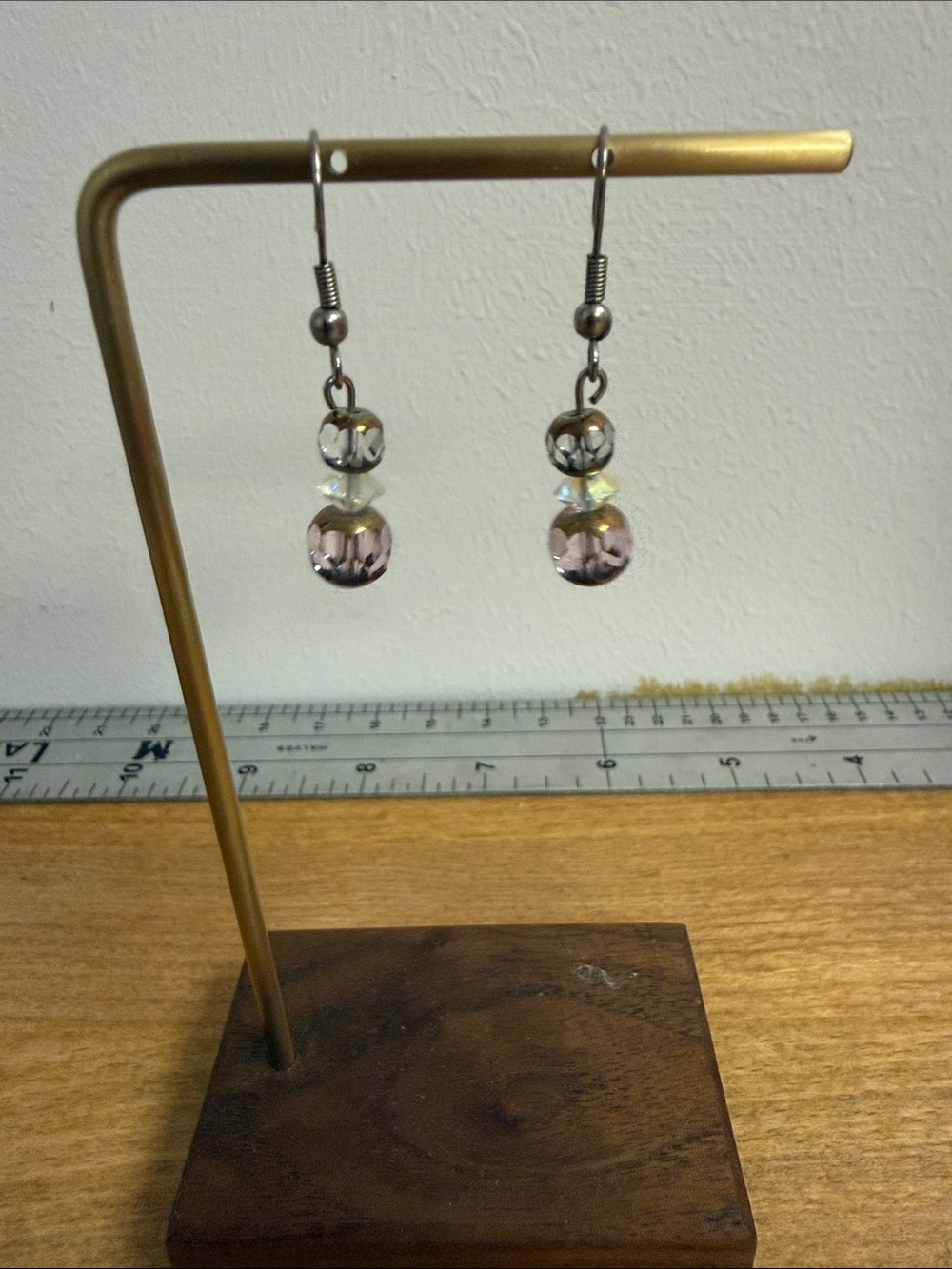Clear bead drop dangle tiered earrings